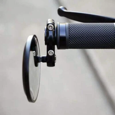 7/8" Folding Bar End Motorcycle Mirrors Aluminum Black Right and Left Cafe Racer - Image 1 of 4