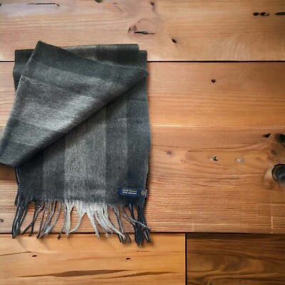 Bufanda clásica con flecos 100 % cachemir talla única Club Room para hombre, rayas grises, nueva con etiquetas Foto 1 de 4