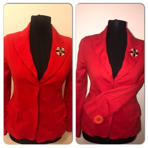 Moschino Giacca Lana Economica e Chic Italia Donna Pulsante Rosso US 4