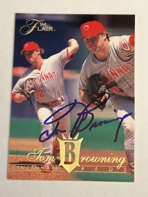 Tom Browning 1994 Flair Authentic Signed Autograph Auto Card Cincinnati Reds MLB - Image 1 of 3