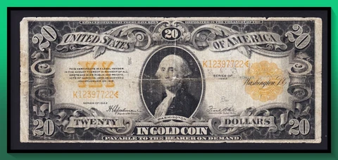 Fr. 1187 1922 $20 Gold Certificate FINE - VF Cover