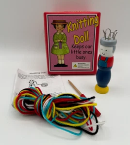 Retro Knitting/Crocheting Doll Keep Our Little Ones Busy w/ wooden needle & wool - Picture 1 of 18
