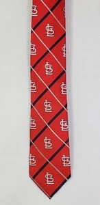 MLB St Louis Cardinals Silver Line Red Necktie Mens Baseball Fan - Picture 1 of 3