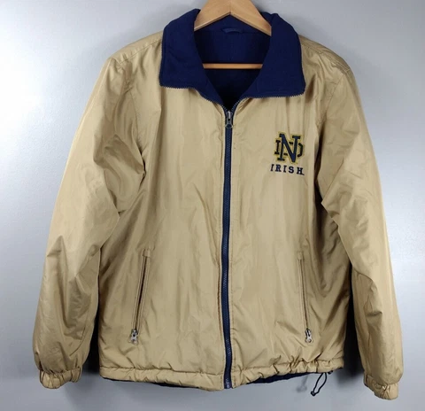 VTG: Notre Dame Fighting Irish Reversible Puffer Jacket, Gold And Navy, Size S/M Cover