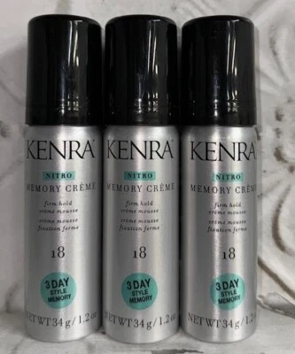PACOTE COM 3! KENRA # 18 NITRO CREME DE MEMÓRIA 1,2 OZ ESPUMA MOUSSE CREME DE RETENÇÃO FIRME PARA VIAGEM - Imagem 1 de 4