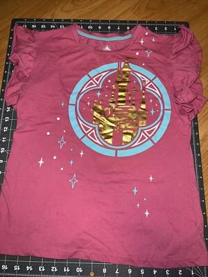 NUEVA Camisa Disneyland Resort Niñas Grande 13Y Rosa Manga Corta Logo Dorado en la Espalda Foto 1 de 4