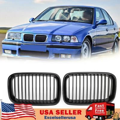 Pair Glossy Black Kidney Sport Hood Grill Grille For 1992-1996 BMW E36 318i 325i Foto 1 de 4