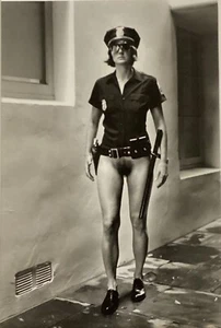 HELMUT NEWTON, EVA As A Cop, 1997, vintage print 9.25x13.75 matted  16x20 - Picture 1 of 3