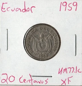 Moneda Ecuador 20 Centavos 1959 KM77,1c - Imagen 1 de 1