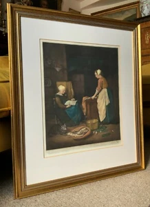 Antique Mezzotint Portrait By Arthur Hogg (1872-1949) After: Gabriel Metsu - Picture 1 of 9