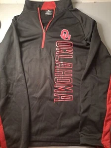 Men's Colosseum  Oklahoma Sooners LS Pullover 1/4 Zip Shirt-size L - Picture 1 of 4