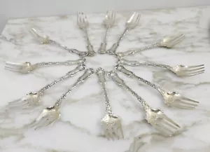 ANTIQUE STERLING SILVER IMPERIAL QUEEN BY WHITING c. 1893 SET ICE CREAM FORKS - Picture 1 of 10