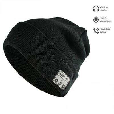 Music Beanie Hat Wireless Bluetooth Smart Cap Headset Earphone for Android iOS - Image 1 of 4