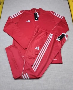 Adidas Tiro Tracksuit Jacket & Pants Set Large Mens Red White Full Zip Tapered - Picture 1 of 18