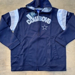 Deadstock Y2K Dallas Cowboys VTG Full Zip NOS Emroidered Hoodie Blue Sweatshirt - Picture 1 of 7