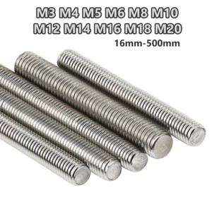 Tornillo de barra de varilla completamente roscado de acero inoxidable A2 M2-M20 16-300 mm grado 18-8 - Imagen 1 de 10