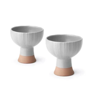 KWANGJUYO Seashell Grey Ceramic Bead Sound Drinking Cup Dessert Bowl 2P Set Soju - Picture 1 of 13