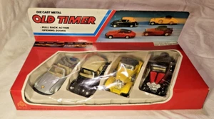 Vintage Oldtimer Druckguss Sportwagen Set / 4 LV 9710 Porsche / Cabrio / Mercedes / Bugat - Bild 1 von 4