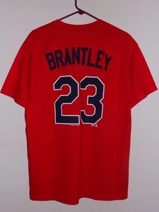 Camiseta de los Indios de Cleveland Michael Brantley NOMBRE Y NÚMERO ROJA NUEVA CON ETIQUETAS - Imagen 1 de 5