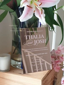 Acrylic Invitation Australia, Rose Gold Wedding Invitation 1x sample invite - Picture 1 of 4