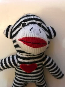 Dan Dee Knit Sock Monkey Plush Stuffed 10” With Love Heart - Picture 1 of 12