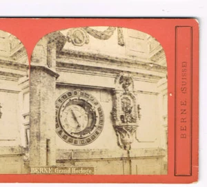c1895 Vollenweider Stereoview BERNE SWITZERLAND Grand Horloge - Picture 1 of 2