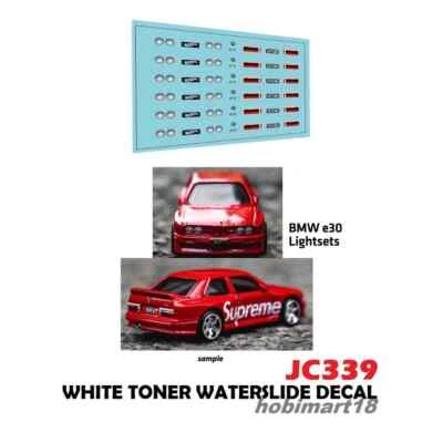 JC-9339 White Toner Waterslide Decals BMW e30 LIGHTSETS CUSTOM 1:64 Hot Wheel - Image 1 of 4