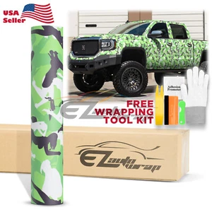 Camouflage Camo Morning Wood Green Car Vinyl Wrap Sticker Decal Sheet Film DIY - Picture 1 of 11