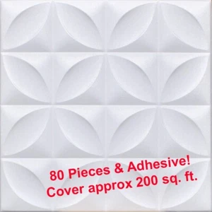 Piastrelle per Soffitto, 20" x 20", Incolla, CLOSTER Bianco 80 PEZZI e ADESIVO (5Tubi) - Foto 1 di 5