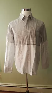 Men's Five Four Long Sleeve Button Down Bernard Plaid/Striped Tan Shirt, XL, NEW - Picture 1 of 9
