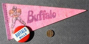 1960-70s Era NFL Buffalo Bills pennant & old stadium pin set VINTAGE Early set--