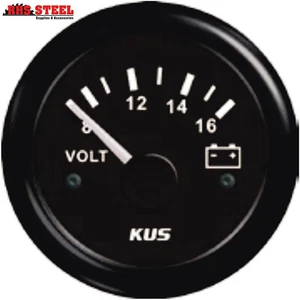 12V / 24V KUS Volt Gauge Black 8-16V Display 52mm | Marine Grade - Picture 1 of 1