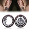 18 Mm Ear Gauges Pair Of Wooden Sun & Moon Ear Gauges - Hollow - Foto 4