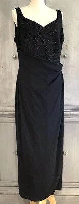Vestido Largo Formal Negro David Warren New York Años 90 00 Talla 10/12 14 Foto 1 de 4