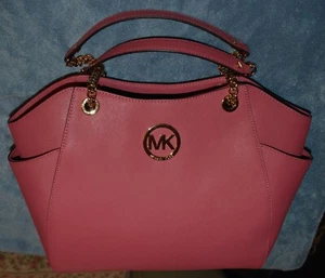NWT Michael Kors Jet Set Travel "Tulip" Leather Large Chain Shoulder Tote - Picture 1 of 8