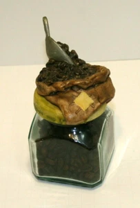 Tarro de café de vidrio decorativo Rontanini hecho en Italia con granos - Imagen 1 de 5