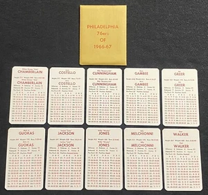 1966-67 Philadelphia 76ers APBA 10 Card Set MINT Tabs/Envelope Wilt Chamberlain - Picture 1 of 2