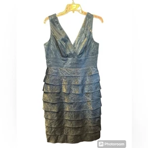 Adrianna Papell Damen Lagenlook V-Ausschnitt Schimmer BH Kleid Farbe Blau Größe 10 - Bild 1 von 6
