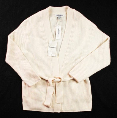 Tommy Bahama Mujer Suéter de Cachemira XL Cárdigan con Cinturón Manga Larga Marfil $495 Foto 1 de 4