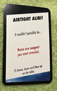2015 CLUE Brettspiel Ersatzstück: Hinweiskarte - luftdichtes Alibi! - Bild 1 von 4