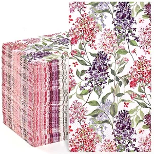 Lilac Flower Napkins 100pcs 3 Ply Floral Paper Napkins Bathroom Napkins Guest Di - Picture 1 of 9