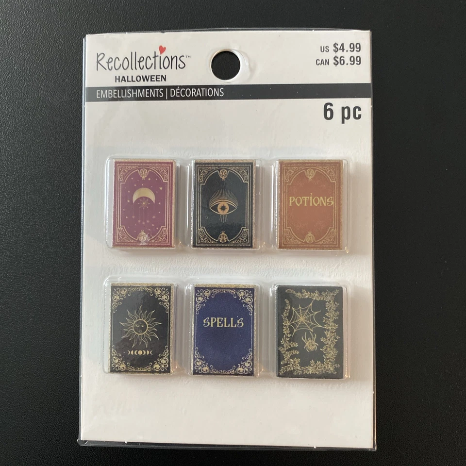 RECOLLECTIONS HALLOWEEN DIMENSIONAL EMBELLISHMENTS 6 PC MINIATURE BOOKS - Image 1 of 1