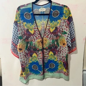 Anthropology DREAM DAILY Colorful Floral Kimono Blouse size medium - Picture 1 of 9