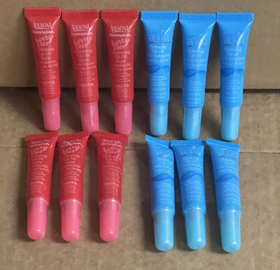Paquete de 12 aceites labiales hidratantes Aquafina PURO ORIGINAL Y BERRY LOCO 5 ml cada uno Foto 1 de 4