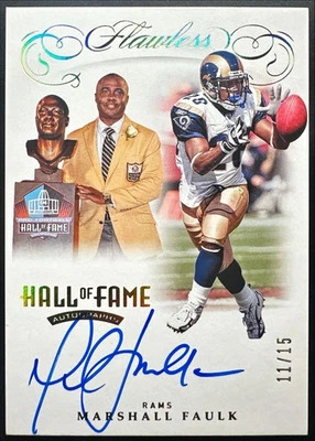 2019 Flawless Marshall Faulk Hall Of Fame Gold Foil Parallel Auto Autograph /15 - Image 1 of 2