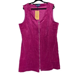 Princess Highway Size Aus 18 US 14 Magenta Corduroy Pinafore Dress Zip Front - Picture 1 of 9