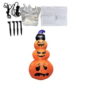 Halloween Pumpkin Witch Hat Black Cat Inflatable Yard Decoration - Picture 1 of 2