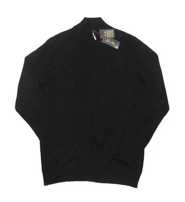 Suéter Tasso Elba Para Hombre Negro Profundo Sólido Cuello Simulado Cremallera Completa Foto 1 de 3
