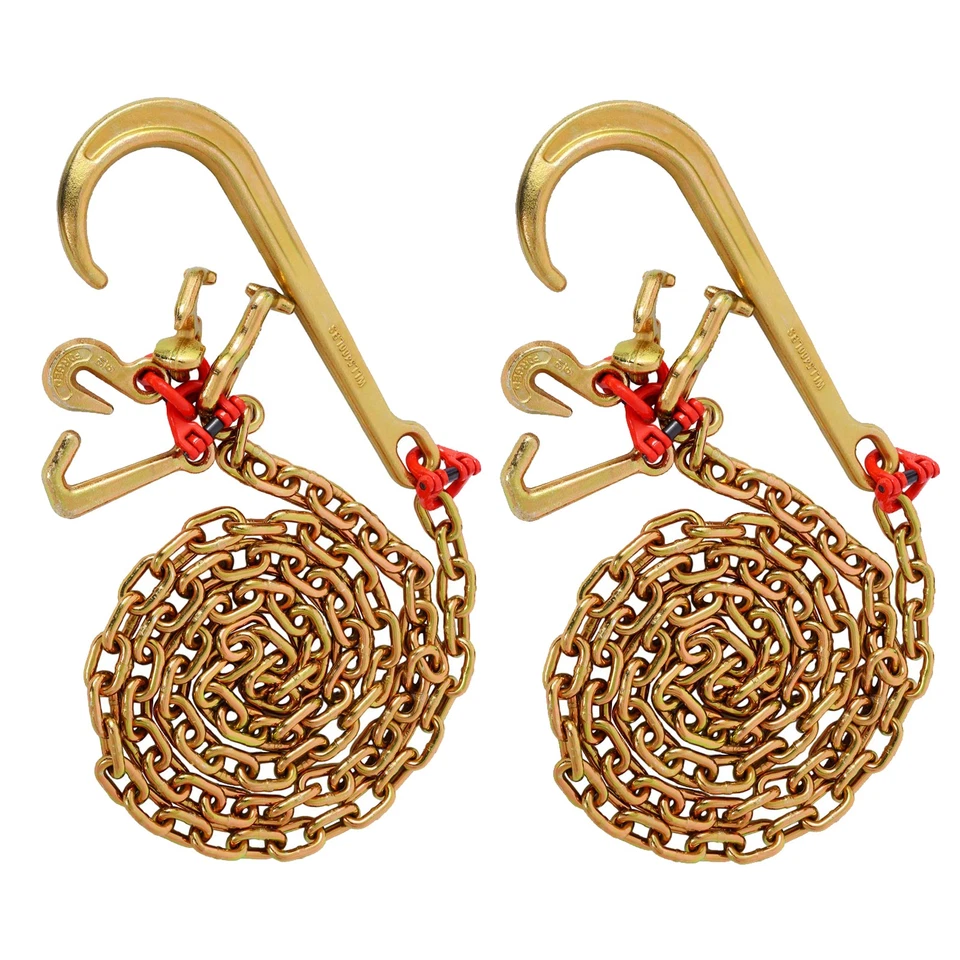 2PCS Tow Chain 9260 Lbs J-Hooks Alloy Steel Chain w/ 2 G70 for Truck 5/16"X10 ft - Image 1 of 4