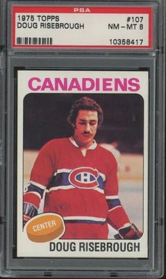 1975-76 Topps #107 Doug Risebrough PSA 8 - Image 1 of 2